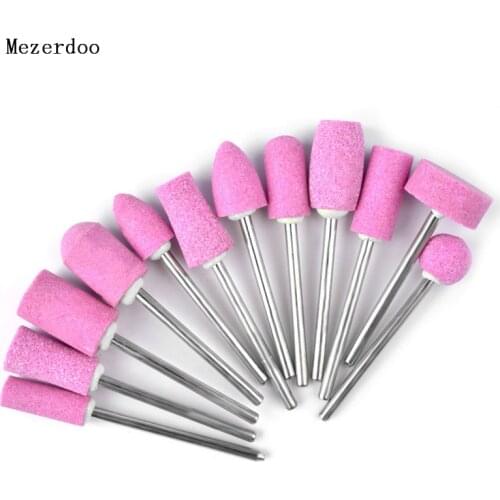 12Pcs Quartz Scrubs Stone Nail Drill Bits Replacement Device Polishing Grinding Head Kits Manicure Set for Electric File Machine