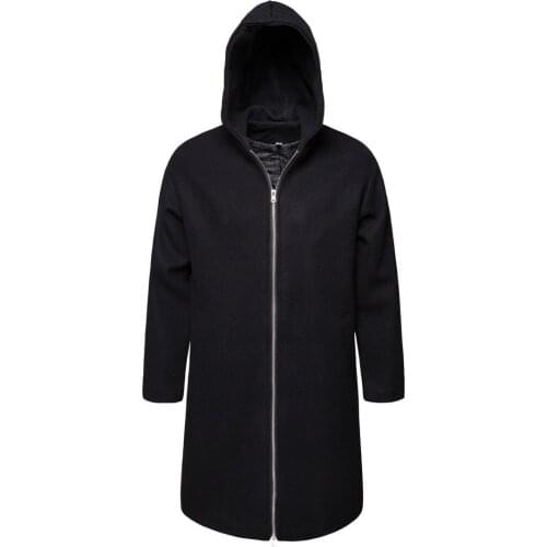 YF11 New Autumn and Winter Clothing Woolen Trench Medium and Long Style Windbreaker Solid Color Mens Coat