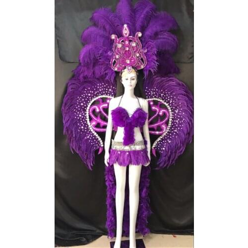 Feather clothing Stage performance catwalk carnival Headdress flower pubs party Mens wear womens clothing