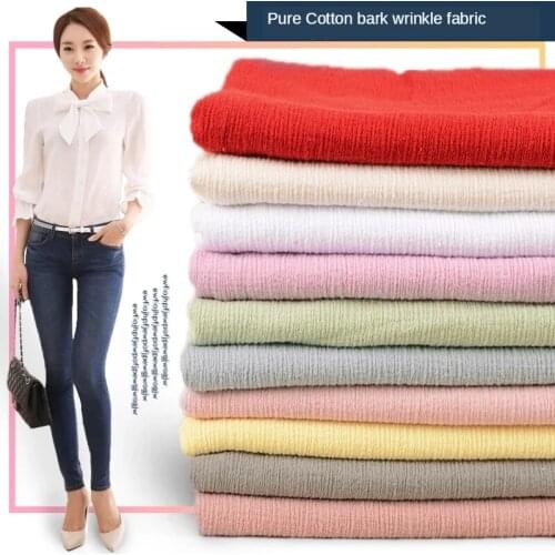 Pleated Fabric Cotton Linen Solid Color for Dress Skirt Clothes Pants Sewing Breathable Summer Plain Textile Blue Black White