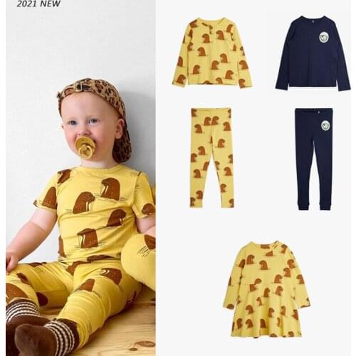 Ship In September) Per-sale 2021 MR Toddler Girl Clothes Printed Shirts & Dress & Pants Baby Girls Clothing Set Fashion Clothes