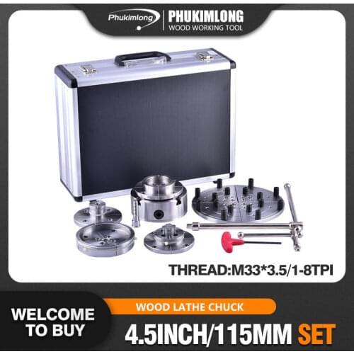 Wood lathe chuck set 4.5"inch / 115mm 4 jaw self-centering Scroll chuck High Quality 4 Jaws woodworking lathe chuck set