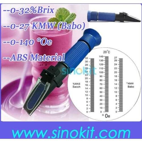 ABS Material 3 In 1Multi Brix 0-32% Juice Hand Refractometer P-RHB-32SATC Blue Grip + Free Shipping