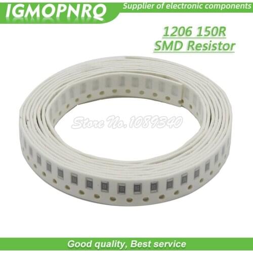 100PCS 1206 SMD Resistor 1% resistance 150 ohm chip resistor 0.25W 1/4W 150R 151 IGMOPNRQ