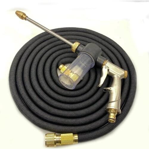 17Ft-100Ft Magic Garden Hose With Metal Spray Water Gun Adjustable Nozzle Water Hose High Pressure Extensible Hose For Car Wash