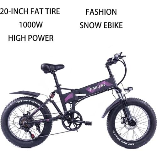 Folding Electric Bikes 1000W High Power Electric Bicycle with 48V 14Ah Removable Lithium-Ion Battery 20-inch Ebike Fat Tire