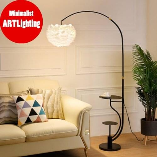 Modern Romantic Feather Floor Lamp Standing Lamp Floor light for Living Room Bedroom Bedside Lamp Nordic LED Corner Floor Lamp
