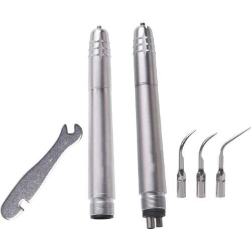 Dental Ultrasonic Air Scaler with 3 Tips Tooth Calculus Remover Cleaning 2/4 Holes Handpiece Whiten Tooth Cleaner Dentist Lab