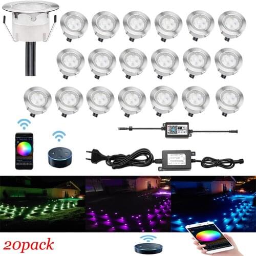 LED Outdoor Garden Decoration Lights WIFI-RGB DC12V 1W 45MM-Dia Lighting Yard Path Pool Deck Floor Stair Round Inground Lamps