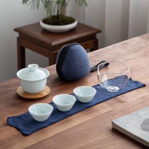 TANGPIN ceramic gaiwan 3 cups a tea sets portable travel tea set drinkware