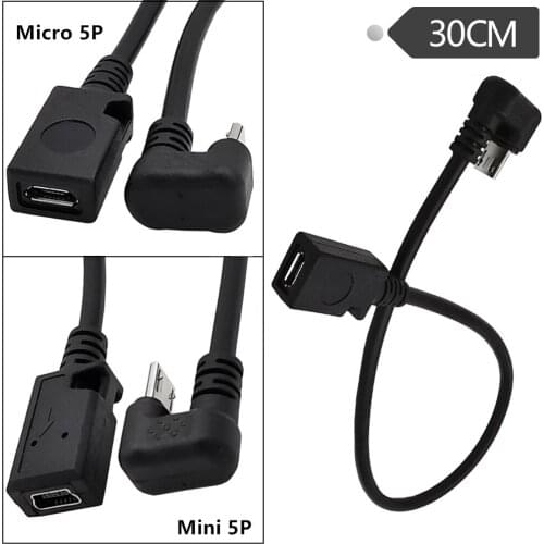 U Type 90 micro 5Pin make mobile data charging cable ANDROID PHONE TABLET PC game power transfer cable 0.3m