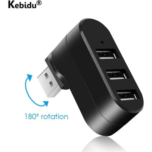 Kebidu 3 Ports USB Hubs Rotate USB 2.0 Hub Mini Splitter Adapter Hub For PC Notebook Laptop Mac Usb 2.0 Splitter Hub
