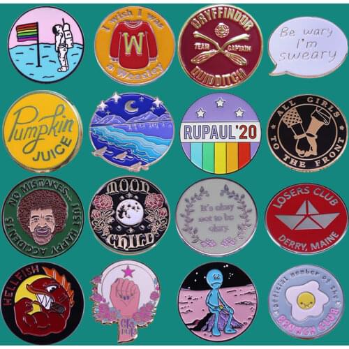 Fun Round Hard Enamel Pins Collect Beautiful Rainbow Metal Cartoon Brooch Backpack Hat Collar Lapel Badges Fashion Jewelry Gifts