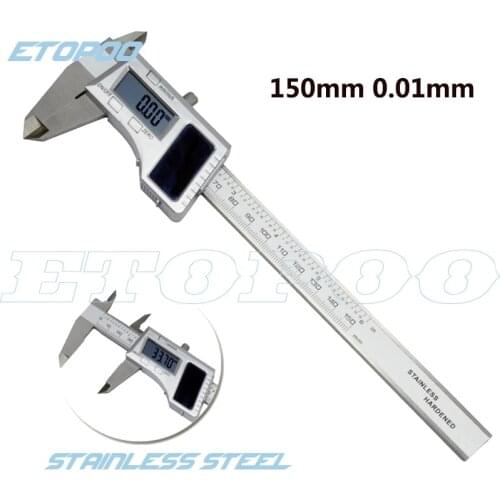 High Quality 150mm 0.01mm Stainless Steel Solar Digital Caliper Solar Power Carbon Fiber Electronic Vernier Gauge Micrometer