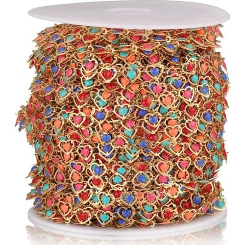 1Meter Stainless Steel Colorful Mixed Enamel Drip Oil Heart-shaped LOVE Chains Diy Jewelry Making Supplies Wholesale
