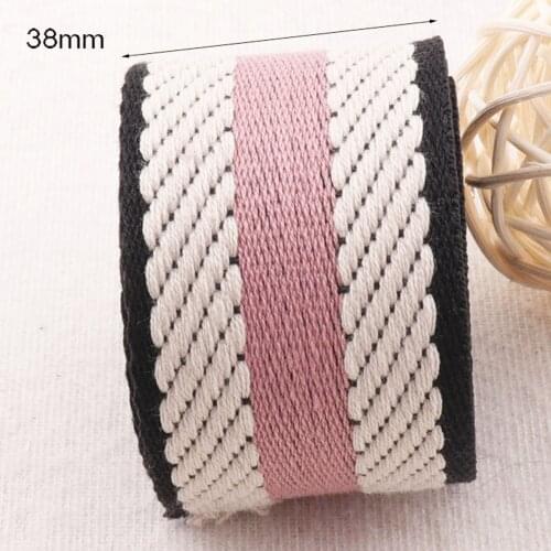 1 1/2"Jacquard Ribbon Pink White Striped Black edge Twill Bag Purse Straps Totes Belts Tape Bag Handle Camera Strap 38mm Webbing