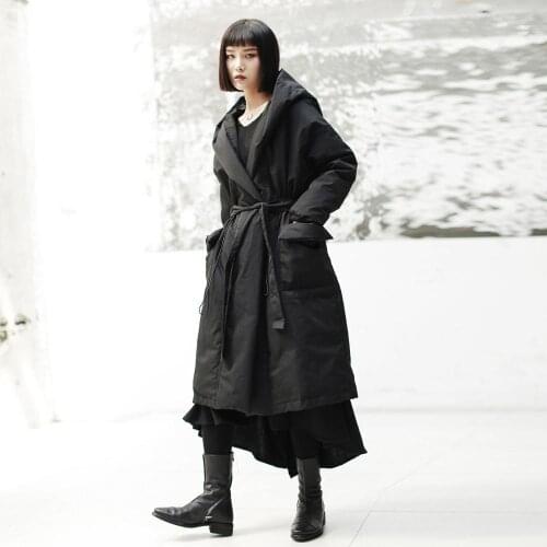 Owen seak Women Cotton Parker Coats Jackets Gothic Style Clothing Trench Winter Dust Women Coats Windbreaker Black Trench