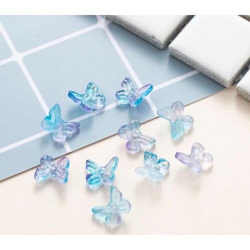 10 Pcs/pack Matte Gradient Glitter Resin Colorful Butterfly Nail Art Decorations Ornament DIY Manicure Decals Accessories