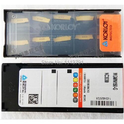 10pcs boxed Grooving Parting 1.5mm Korloy inserts MGMN150-G NC3020\NC3030\PC9030\H01 for lathe tools