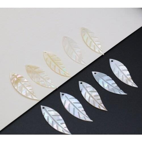 10pcs Natural Leaf Shape Freshwater Charm White Shell Beads Pendants for Women Diy Jewelry Necklace Bracelet Gift Size 9x28mm