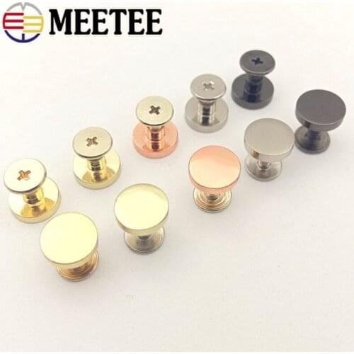 10Pcs Meetee 10/15mm Metal Rivet Nails Round Screw Bag Hardware Decorative Studs Button DIY Twist Snap Hook Clasp Accessories