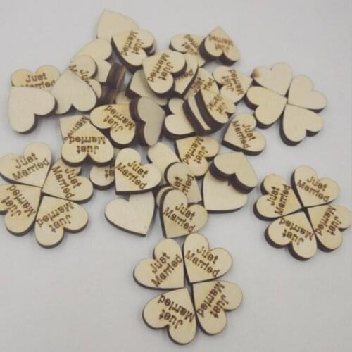 100Pcs Rustic Wooden Love Heart Wood Cutout Wedding Art Craft Embellishment Wedding Xmas Scatter Decoration