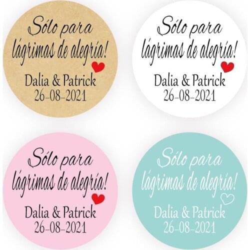 100 Pieces Personalized For those Happy Tears Wedding Favors Stickers, 4cm Wedding Communion Decoration Labels Seals