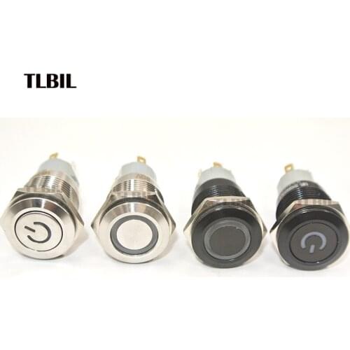 16mm Waterproof stainless steel Metal Push Button Switch LED Light Momentary Latching Car Engine Power Switch 12V 24V 220V 110V