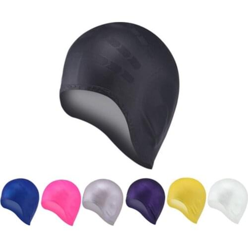 2020 Children Kids Swim Pool Water Sport Waterproof Silicone Long Hair Diving Swimming Cap Protection Ear Cup Women Men Swim Cap