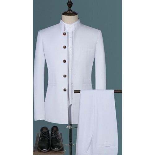 2021 Fashion Brand Men Retro Wedding Party 3 Piece Set Blazer Pants Luxury Embroidery Men Tang Suit Plus Size Vest M-6XL 3 Pcs