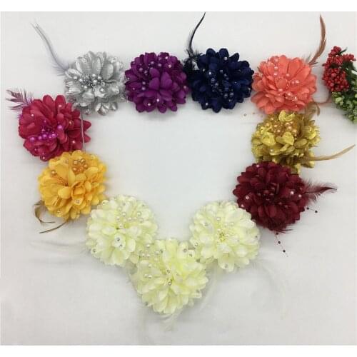 3D Sequins ABS pearl Felt-cloth Feather Garland Christmas Decorations DIY Artificial Flowers for Needlework Wedding Decoration