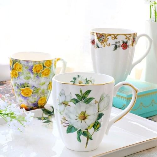 460ml European Ceramic Coffee Mug Pumpkin Cup Bone China Coffee Milk Cup Afternoon Tea Cup for Gifts Kitchen Accessories
