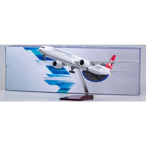 47CM 1/157 Scale 777 B777 Aircraft Turkish Air Airlines Model W Light and Wheel Landing Gear Diecast Plastic Resin Plane