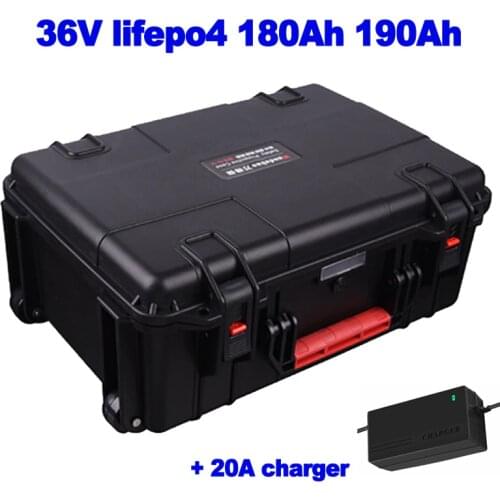 36v 180ah 190ah LiFePo4 lithium iron phosphate battery pack for RV EV cruiser marine robot forklife sight seeing car 20A Charger
