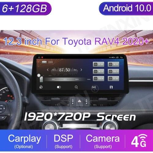 12.3" Android 10 For Toyota RAV4 2020+ Car Multimedia Player 6+128G Radio GPS Navigation Stereo CarPlay WiFi 4G Touch Screen
