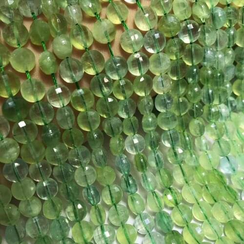 Loose beads GREEN PREHNITE coin faceted 5*8/7*10mm 14inch for DIY jewelry making FPPJ wholesale beads nature