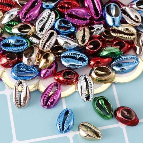 20Pcs 10-17mm Mix Plated Color Shell Conch Beads Cowrie Tribal Jewelry Craft Accessories Without Holes DIY