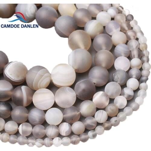 CAMDOE DANLEN Natural Stone Forst Matte Gray Beads 4 6 8 10 12 MM Dull Polish Beads Fit Diy Necklace Bracelet Jewelry Making