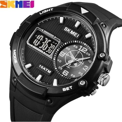 SKMEI Quartz Digital movement Dual Dispaly Mens Watch Clock Military 3 Time Countdown Male Sport Watches Relogio Masculino