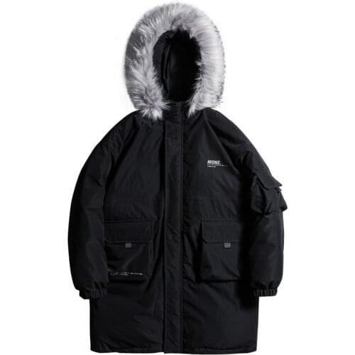 Black Thick Jacket Couple Clothes Winter Long Coat Men Parka 2021 Korean Fashions Fur Hooded Jacket Coat Mens Oversized