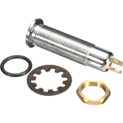 Silver Brass 3 Prongs Electric Guitar Bass Input/Output Mono Activel Long Threaded Jack Socket