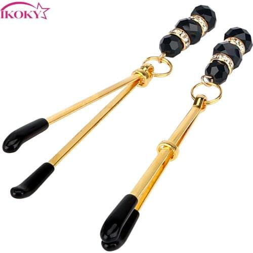 IKOKY Adjustable Fetish 1 Pair Breast Labia Clips Sex Toys for Couples with Jewelry Nipple Clamps Adult Game Clit Clamp