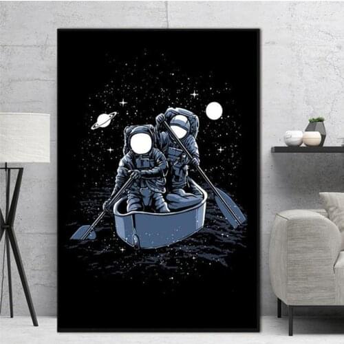 Astronaut Bicycle Fish Skater Galaxy Boat Wall Art Canvas Painting Nordic Posters And Prints Wall Pictures For Living Room Decor