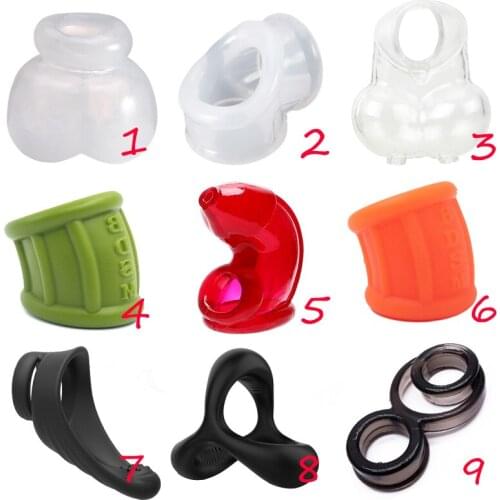 Penis Ring Reusable Silicone Cock Ring Scrotum Sleeve Penis Enlargement Delayed Ejaculation SM Sex Toys For Male Chastity Device
