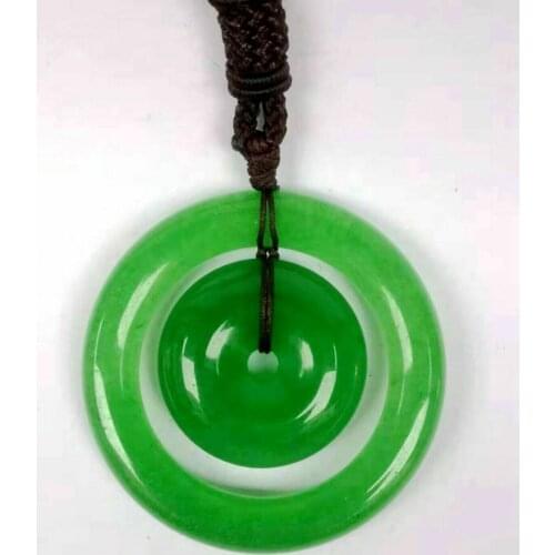 Beautiful Chinese Jadeite Jade Carving Loop Necklace Pendant Decoration