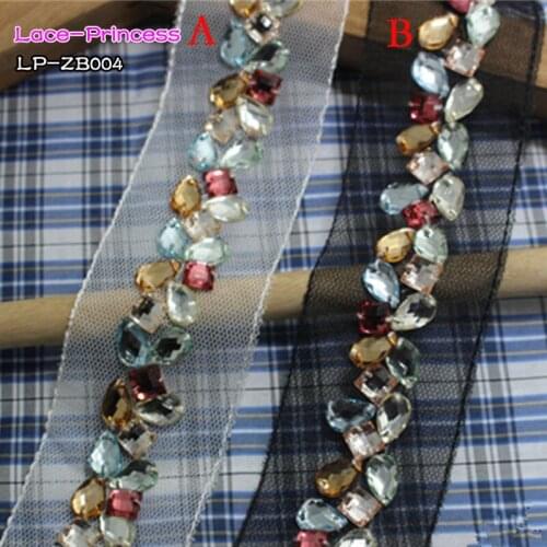 1 yard 2CM white black fabric bright drillclothing accessories collar flower DIY handmade beading Braid lace trim fabric ZB004