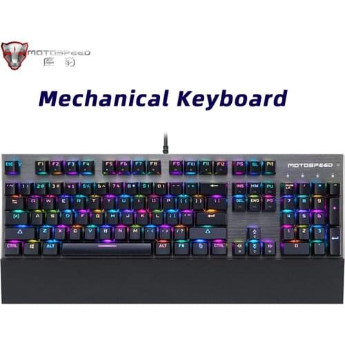 Original Motospeed CK108 104Key Mechanical Russian Keyboard Gaming Wired RGB for Gamer PC Desktop Computer Hebrew Arabic