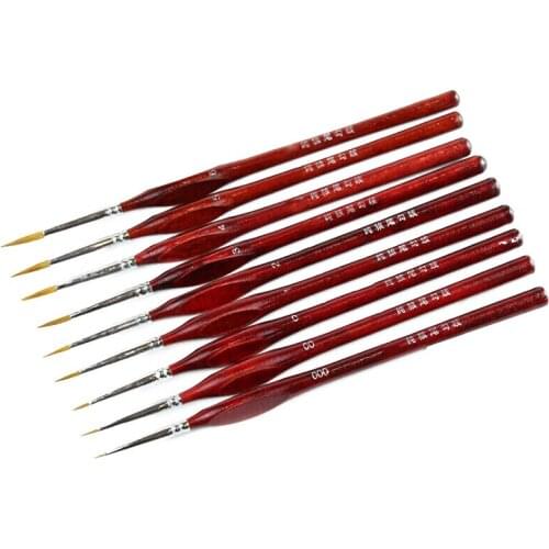 9Pcs/Set Miniature Paint Brush Kit Professional Sable Hair Fine Detail Art Model Tools SCIE999