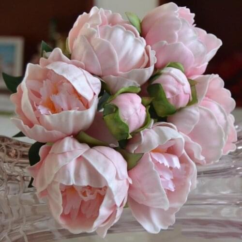 Natural Touch PU Peony Buds Bouquet Wedding Bride Holding Flower Bridal Hand Hold Flowers Home Decorative Ornament 20 Bundles