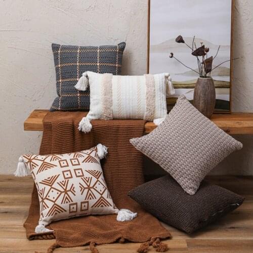 Nordic INS Style Cushion Cover Bohemian Homestay Tufted Pillowcase Sofa Geometric Tassel Car Chair Seat Waist Throw Pillows Case